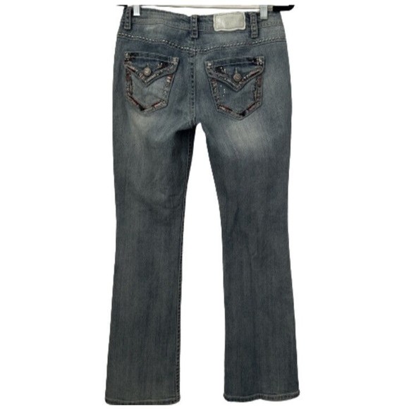 Shyanne Womens Jeans Anne Boot Cut Flap Medium Wash Denim Mid Rise Sz 28 Short - Picture 1 of 9